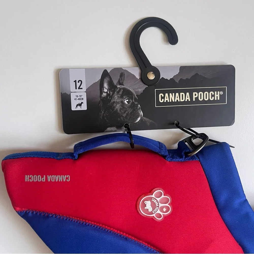 Canada Pooch High Tide Life Dog Jacket - Red/Blue - Size 12